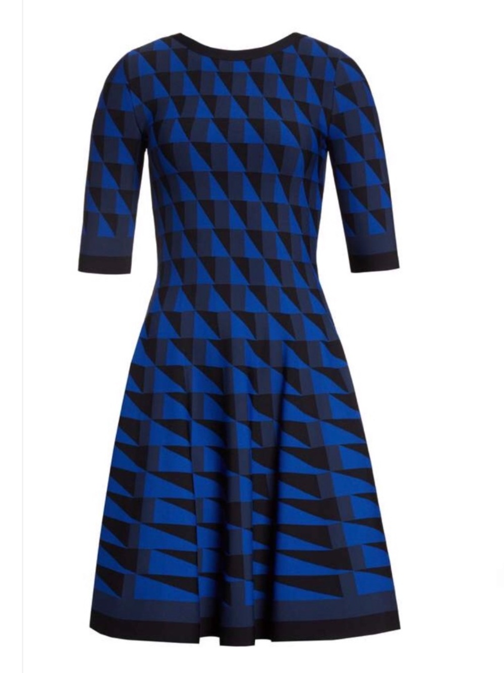 OSCAR DE LA RENTA Graphic Compact Jacquard Knit Fit & Flare Dress